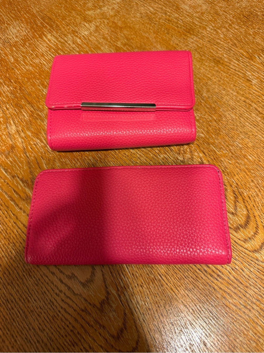 Pink Leather Wallet and Clutch Set - Women's Accessories